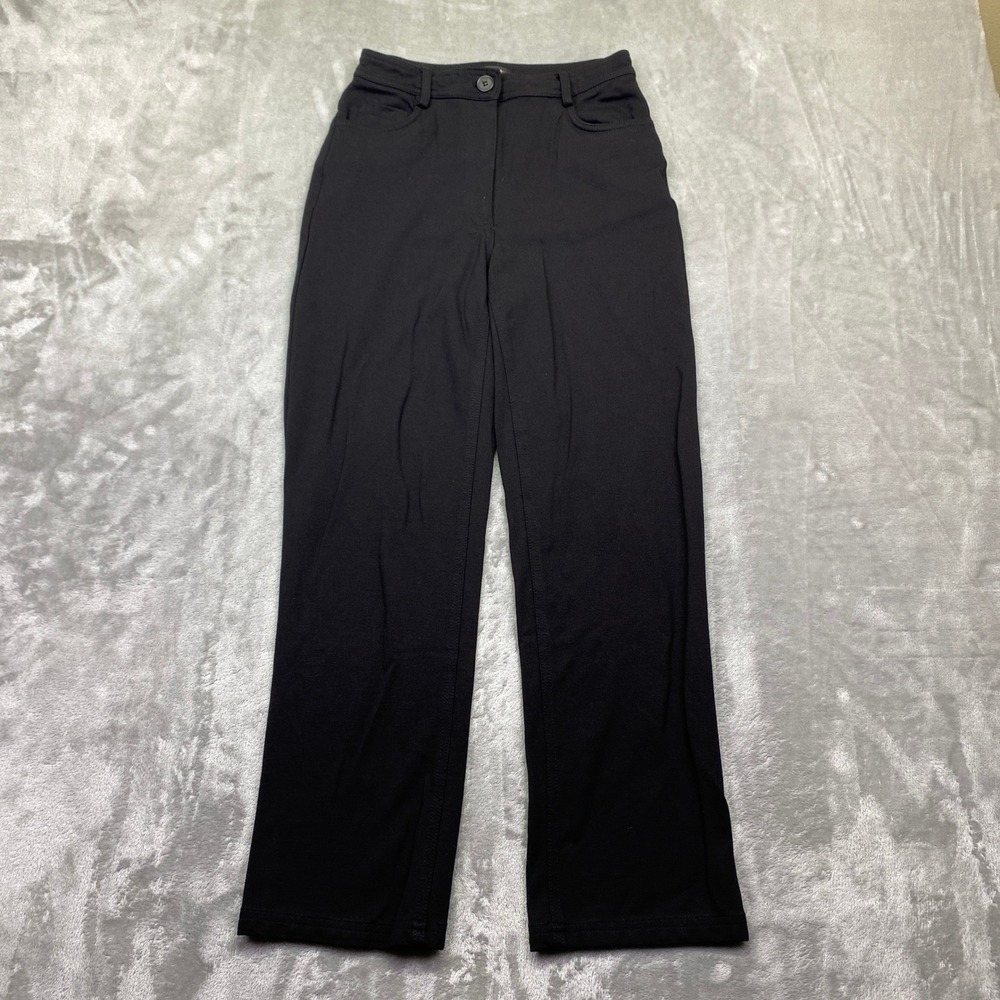 Halogen Womens Black Straight Leg Ponte Knit Trousers Size 2 Fits 23" Grunge